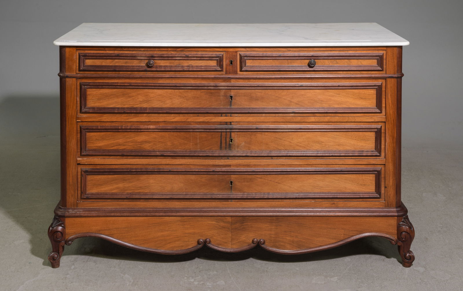 French White Marble Top Five Drawer Chest (1 of 6)