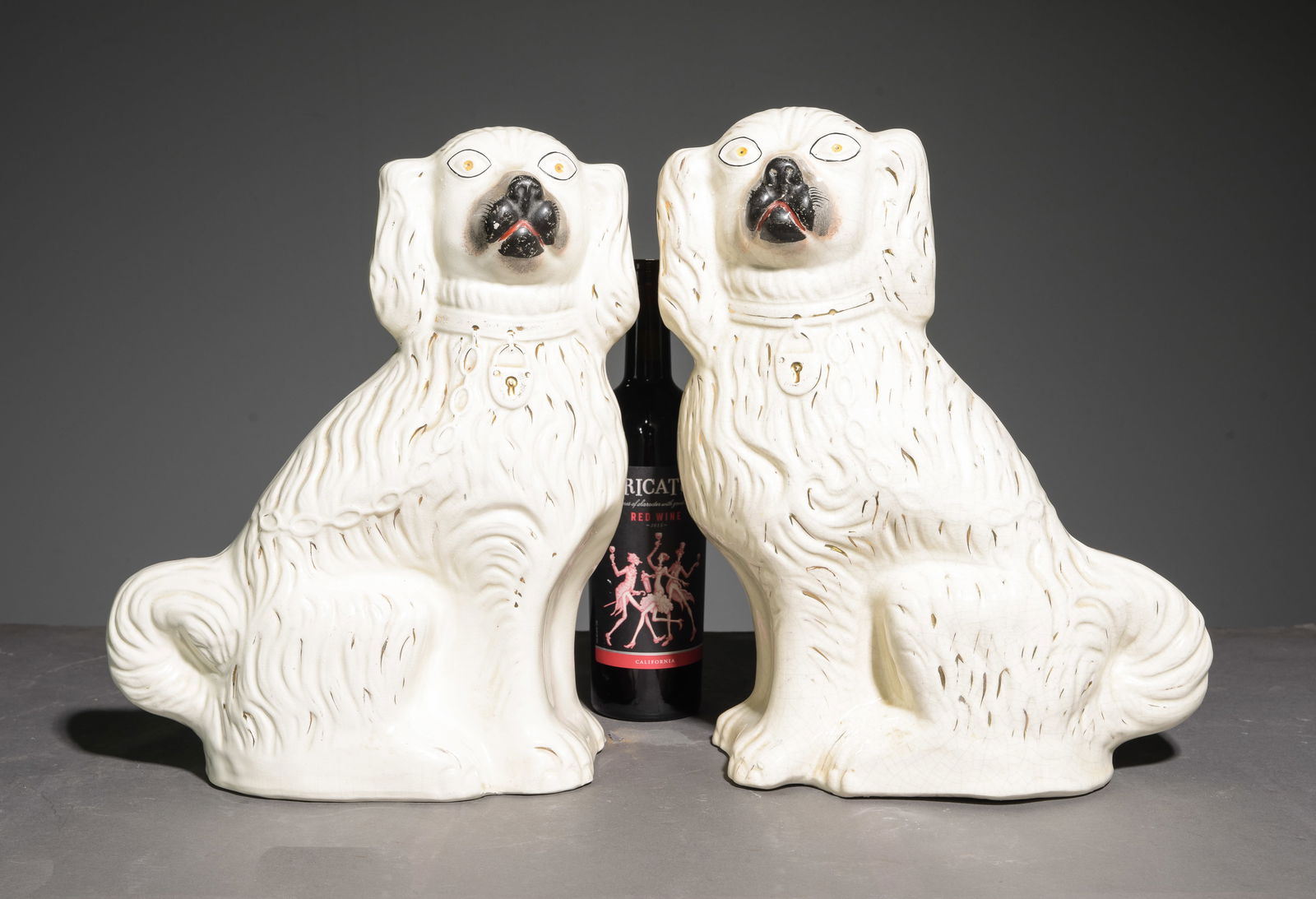 Pair of Staffordshire Large King Charles Dogs (1 of 6)