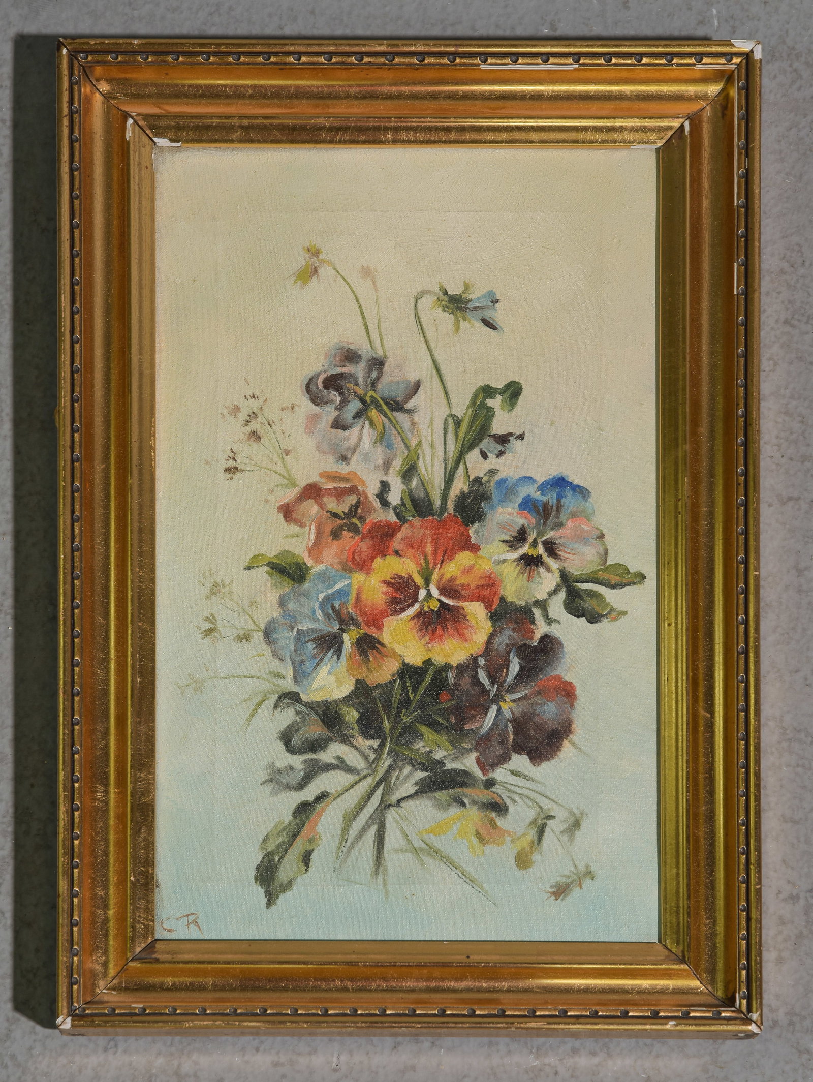 Framed Acrylic on Canvas Small Floral Still Life: Framed Acrylic on Canvas Small Floral Still Life - 17 in tall x 11.5 x 1.5, The work itself is 13.5 x 8.5