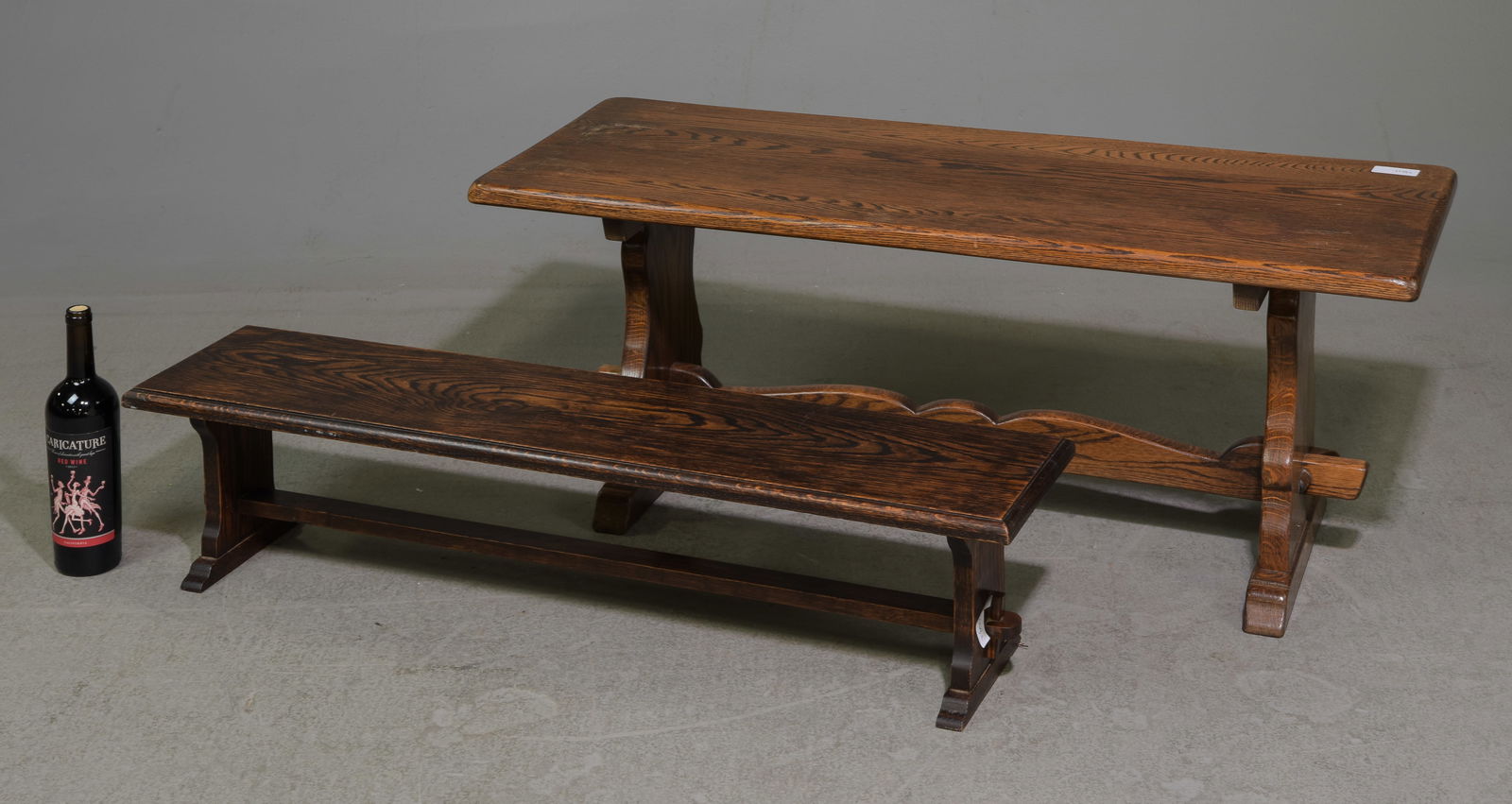 2 English Oak Trestle Base Benches (1 of 3)