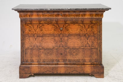 Louis Philippe Style Walnut Marble Top Chest #1