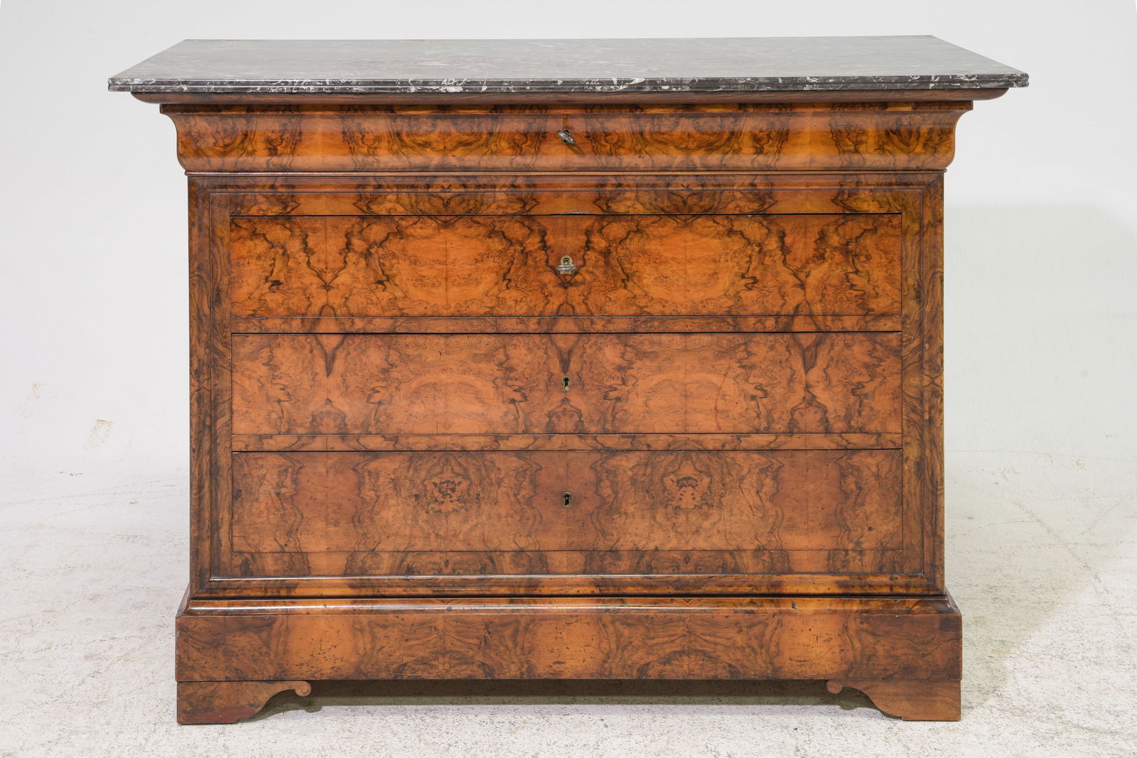 Louis Philippe Style Walnut Marble Top Chest #1