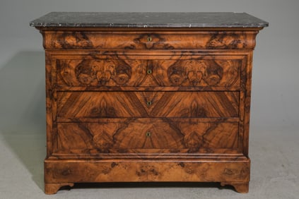 Louis Philippe Style Walnut Marble Top Chest #2
