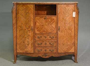 Louis XV Style Marble Top Cocktail Cabinet