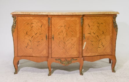 Louis XV Style Walnut Marble Top Sideboard