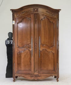 Louis XV Style Large Walnut Double Door Armoire