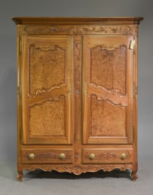 Louis XV Style Double Door Armoire with Drawers