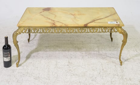 Italian Onyx Top Brass Base Coffee Table
