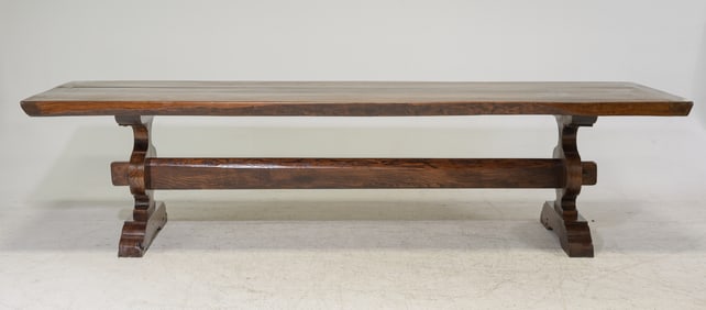 French Monumental Oak Trestle Base Table