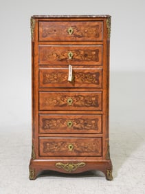 Louis XV Style Marble Top Secretary Chest