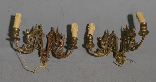 French Empire Style Pair of Two Arm Sconces