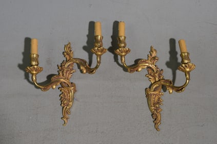 Louis XV Style Pair of Two Arm Sconces
