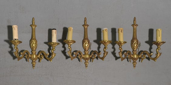 Louis XV Style Set of 3 Two Arm Sconces