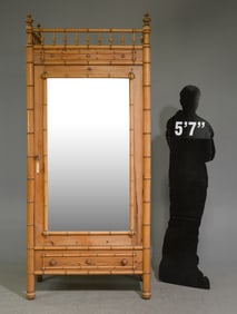 French Faux Bamboo Mirror Door Robe