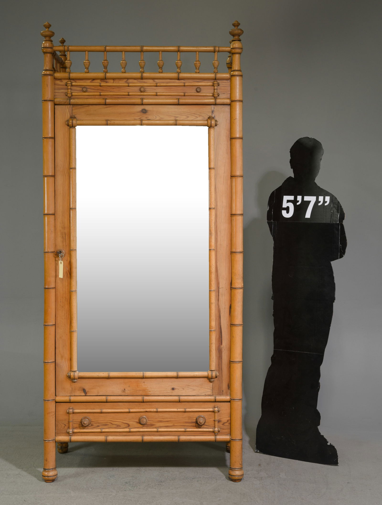 French Faux Bamboo Mirror Door Robe (1 of 8)