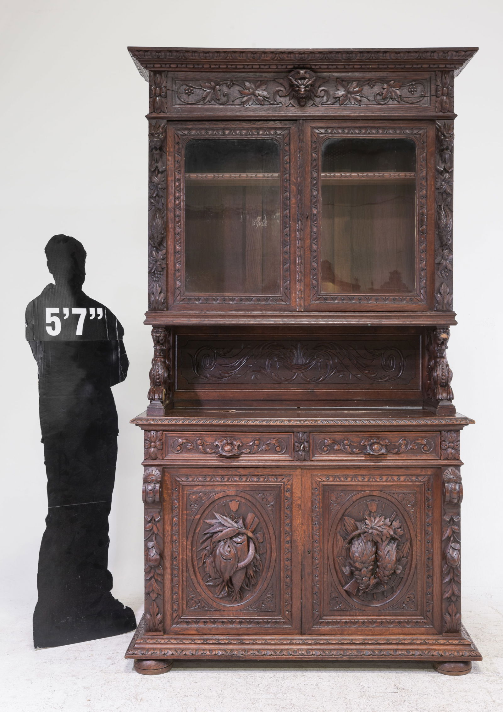 Renaissance Style Carved Oak Double Buffet (1 of 11)
