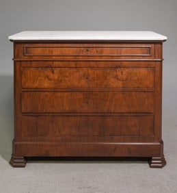 Louis Philippe Style White Marble Top Chest