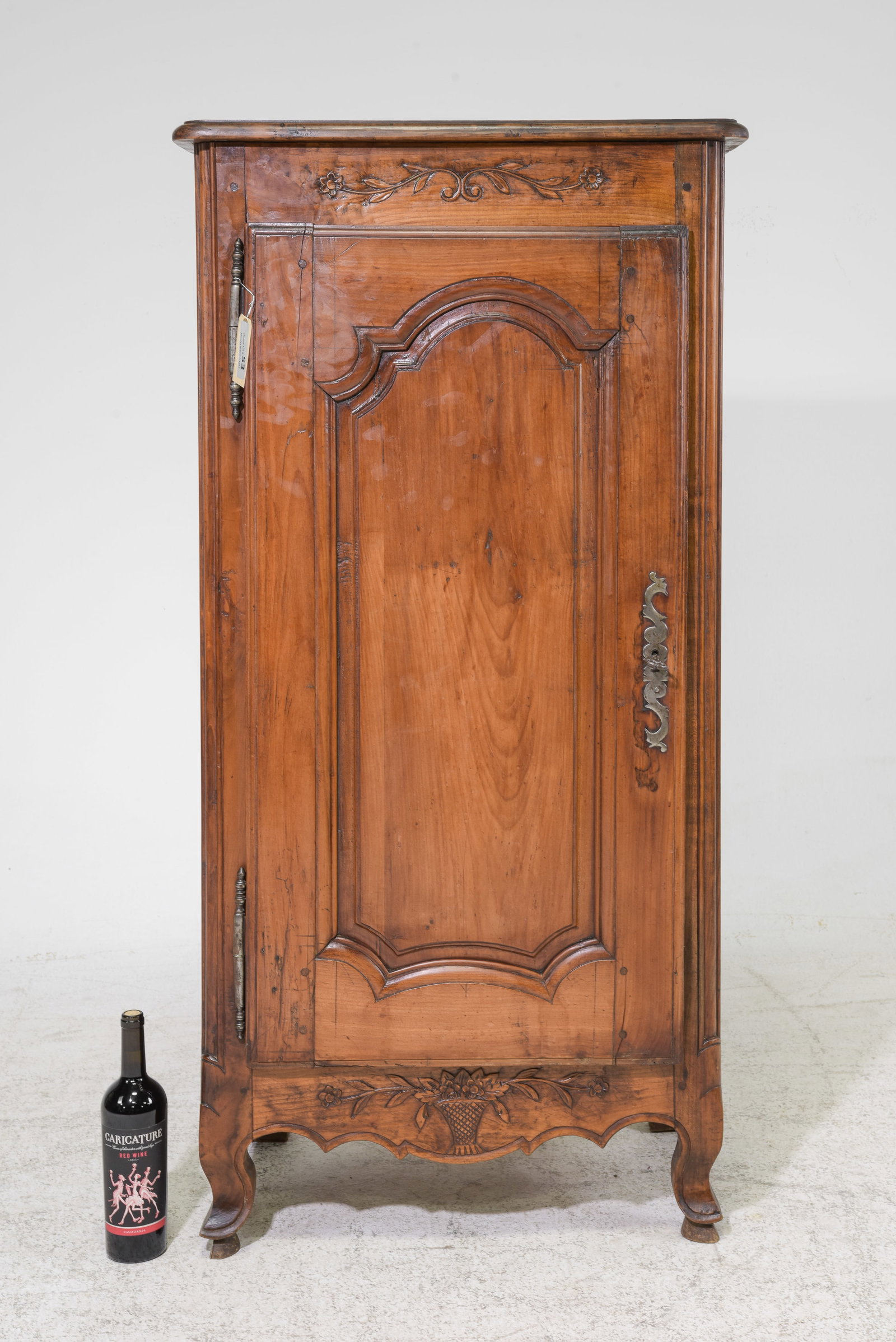 Louis XV Style Walnut Tall Jam / Hall Cupboard #1: French Louis XV Style Walnut Tall Jam / Hall Cupboard - 54.5 in tall x 27 x 16.5