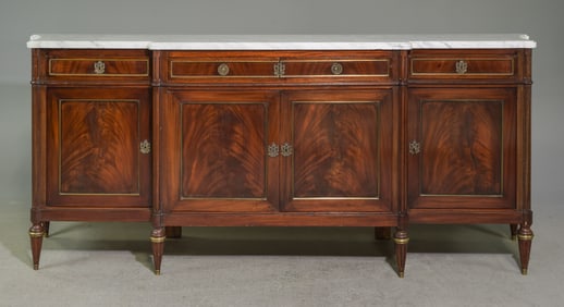 Louis XVI Style White Marble Top Sideboard