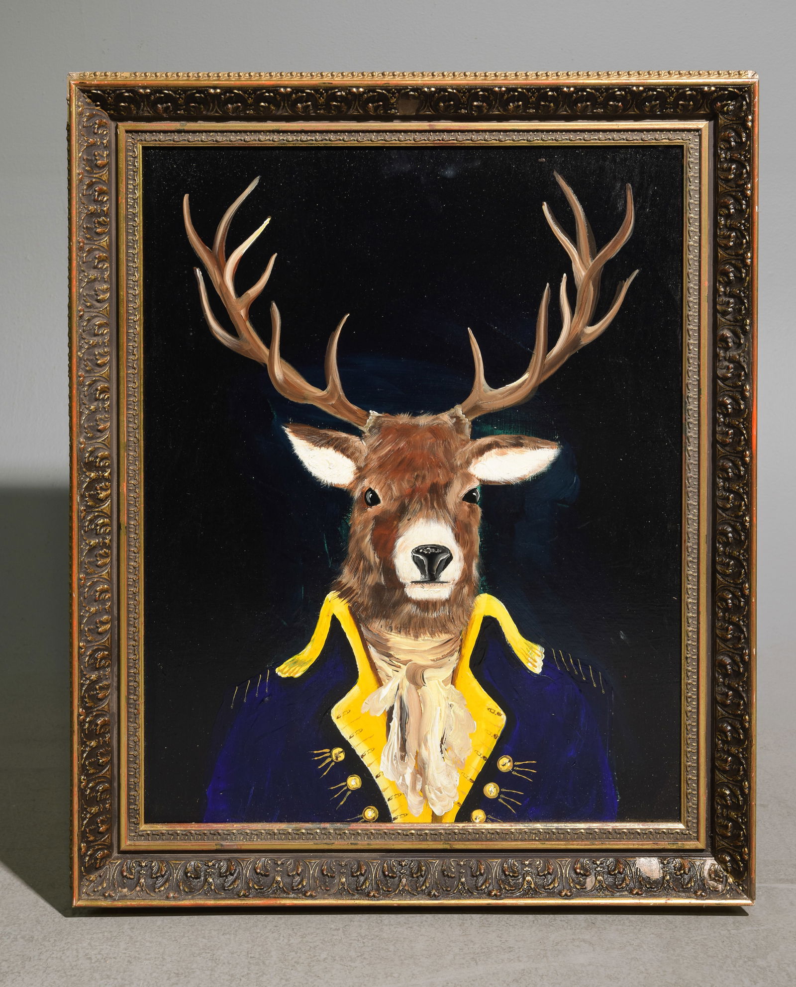 Gold Framed Oil on Board Debonair Stag (1 of 4)