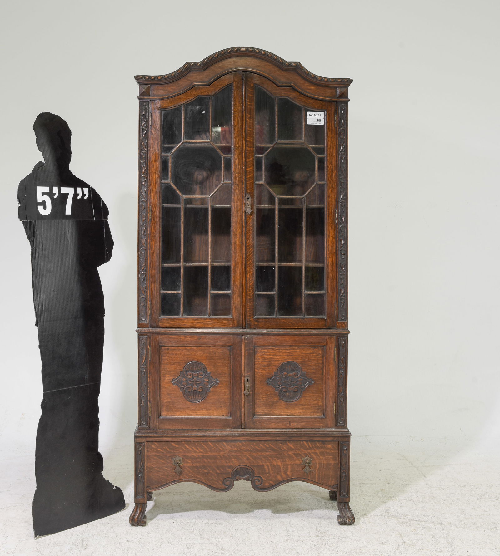 British Oak Double Door Bookcase / Cupboard (1 of 3)