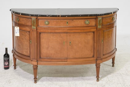 Louis XVI Style Marble Top Demilune Buffet