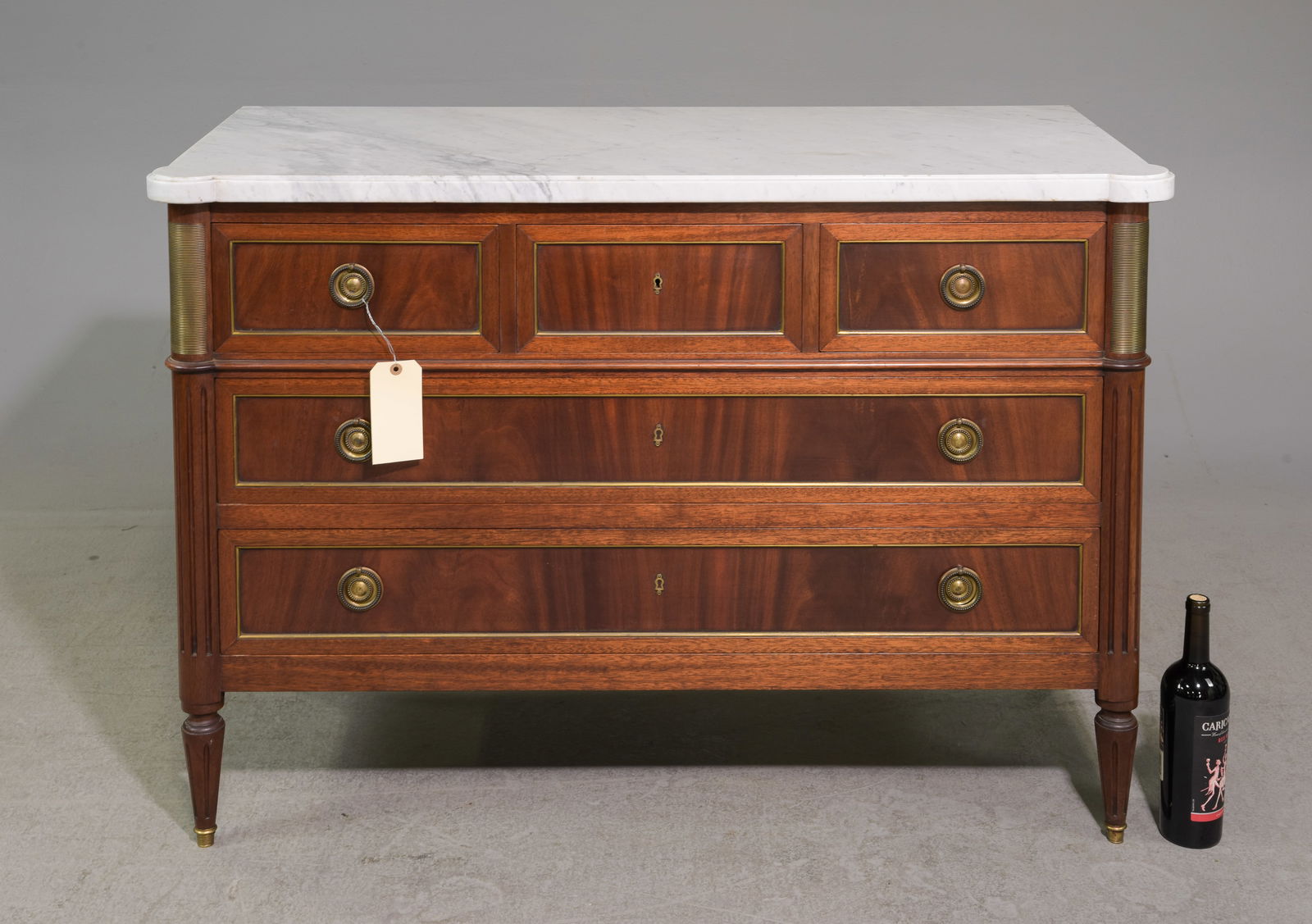Louis XVI Style White Marble Top Chest (1 of 5)