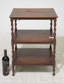 British Oak Three Tier Barley Twist Table