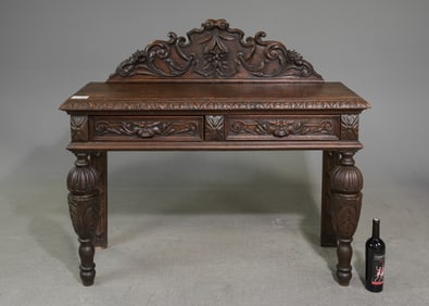 Renaissance Style Carved Oak Hall Table