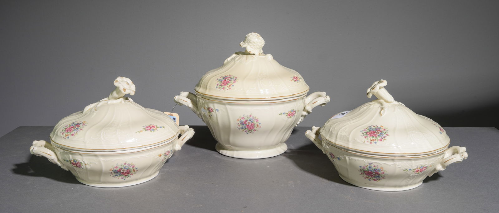 Three Graduated Size Floral Decorated Tureens (1 of 7)