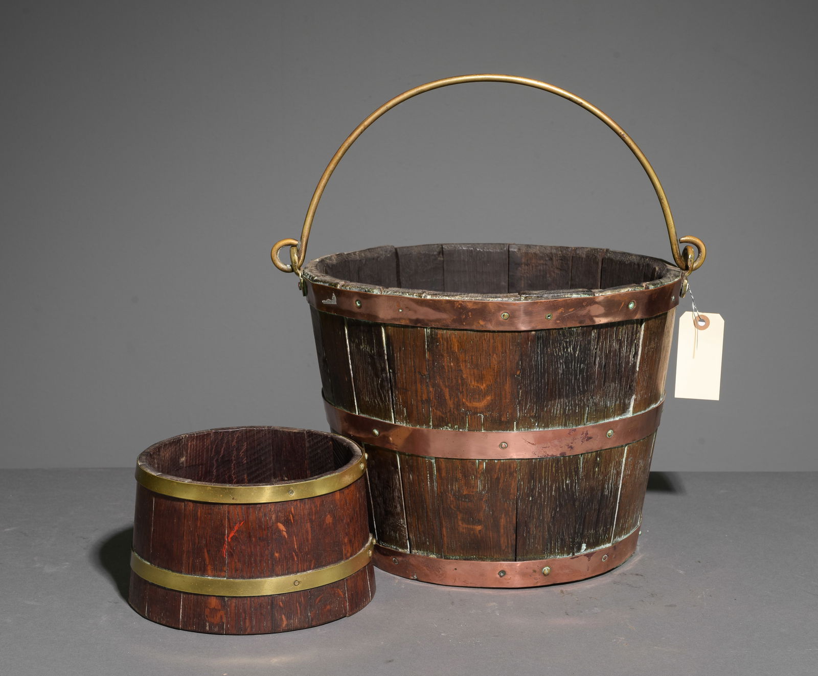 Two English Oak Copper & Brass Banded Buckets (1 of 3)