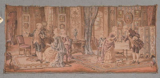 French Antique Needlepoint Tapestry: French Antique Needlepoint Small Tapestry - 19 in tall x 38 x 1