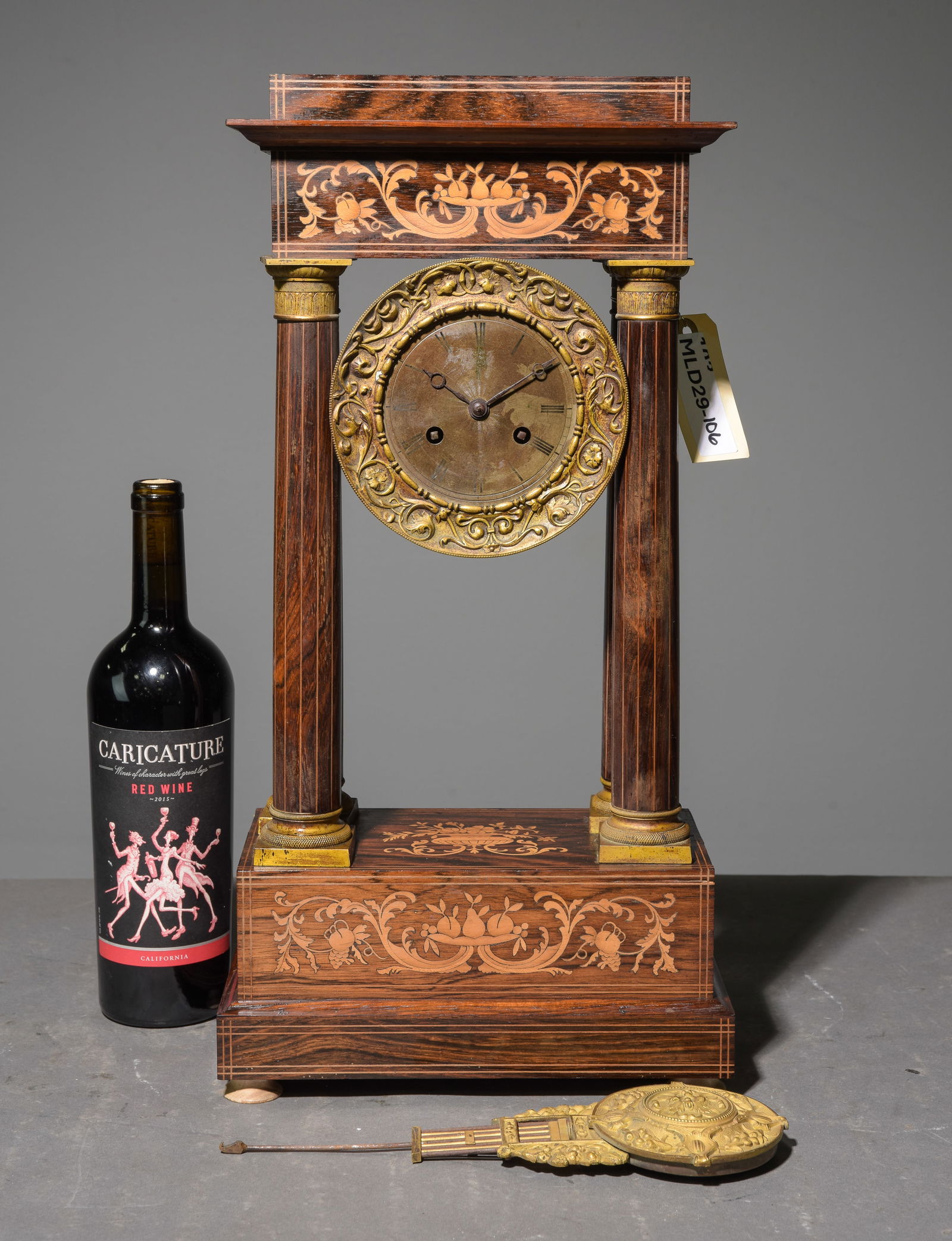 Empire Style Marquetry Inlaid Mantel Clock (1 of 5)