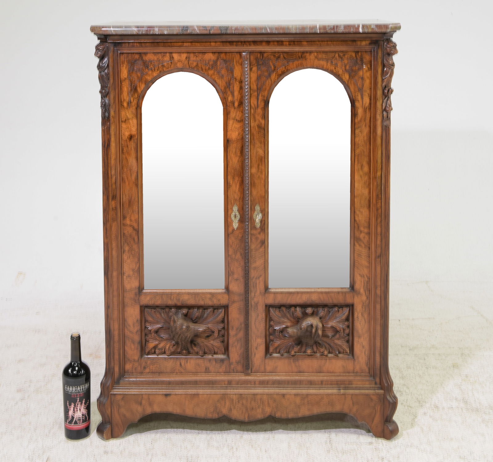 English Walnut Marble Top Hunt Hall Cabinet (1 of 8)