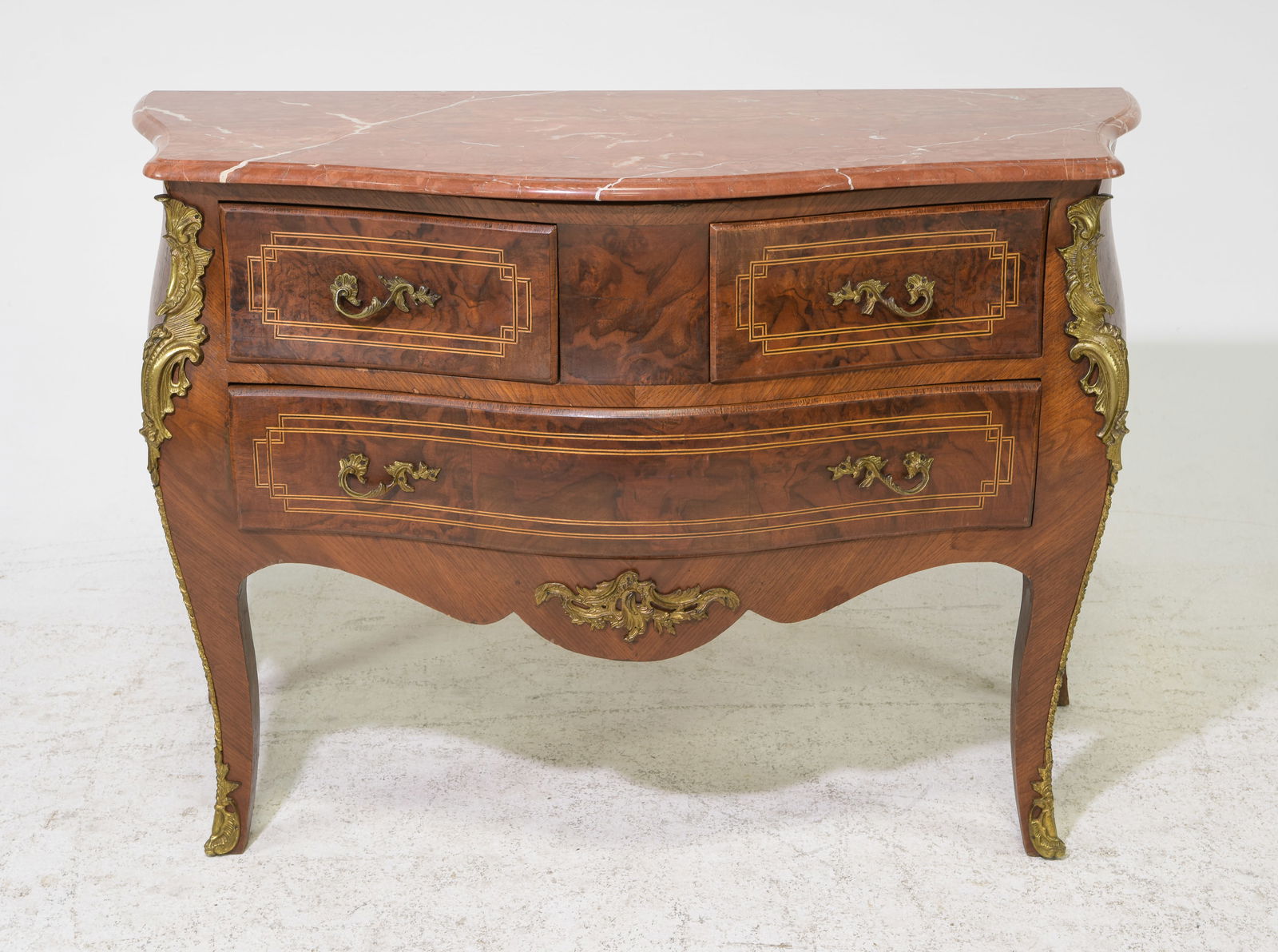 Louis XV Style Marble Top Walnut Chest (1 of 5)