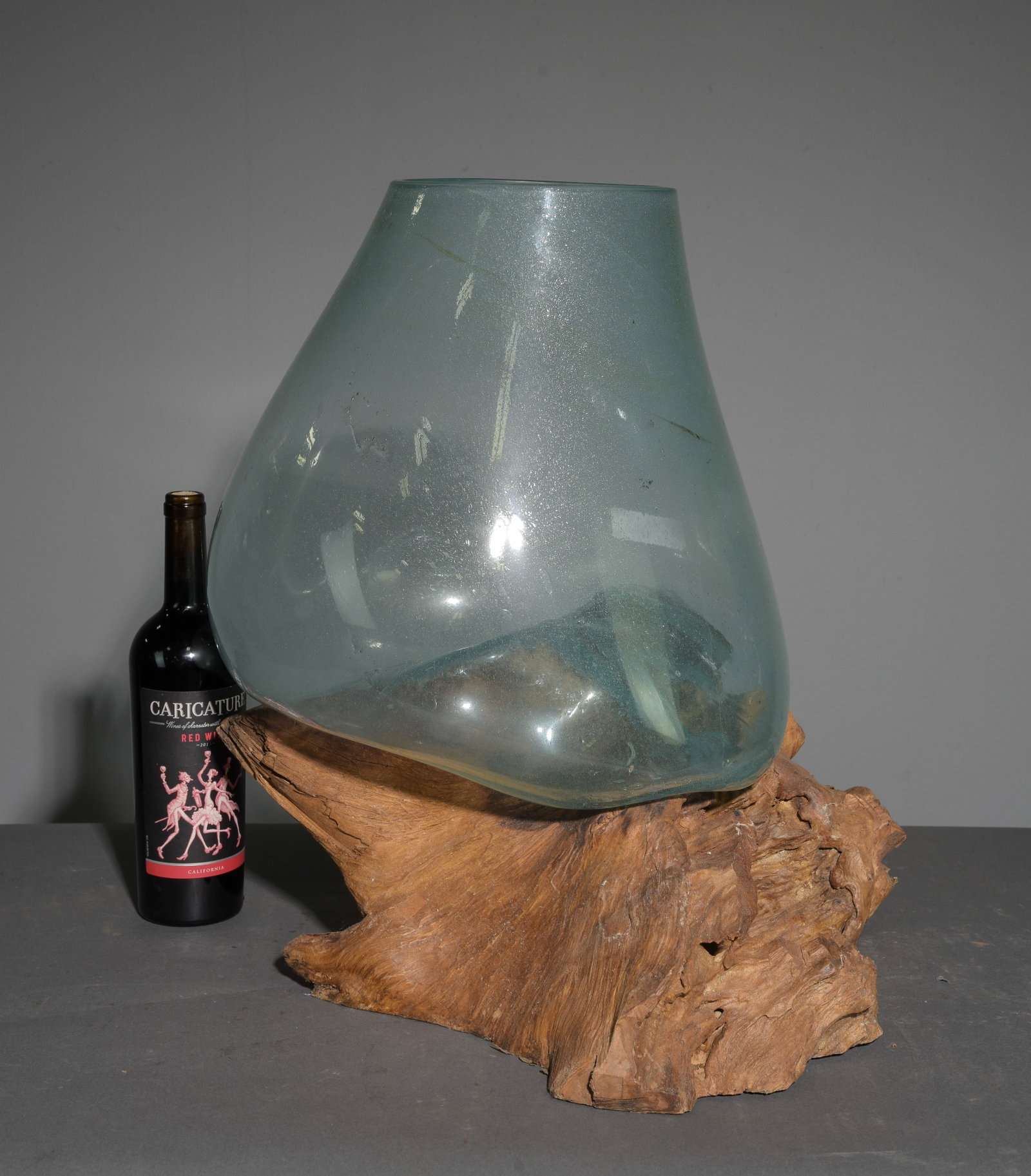 Large Blown Glass & Driftwood Terrarium #2: Large Blown Glass & Driftwood Terrarium - 20 in tall x 18.5 x 16