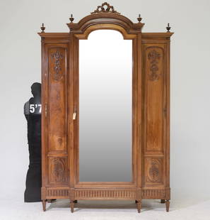 Louis XVI Style Triple Door Armoire: French Louis XVI Style Triple Door Armoire - 104 in tall x 68 x 20
