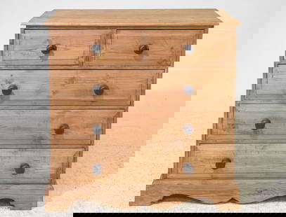 English Pine Five Drawer Chest: English Pine Five Drawer Chest - 35.5 in tall x 36 x 17