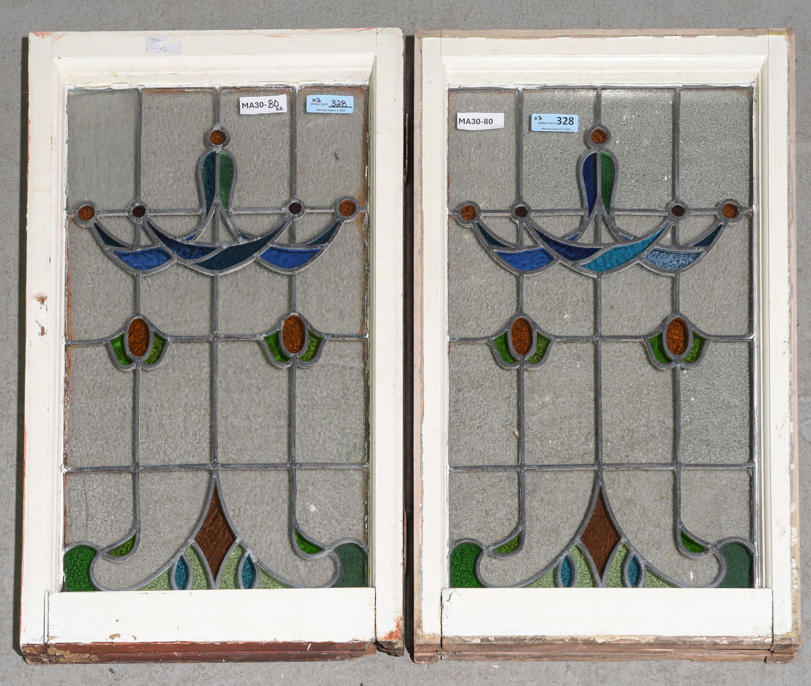 Two English Framed Multi Color Stained Glass Windows (1 of 5)