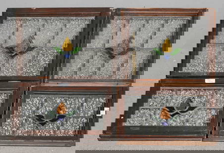 Four English Framed Stained Glass Windows: Four English Framed Stained Glass Windows - 14 in tall x 20.5 x 2