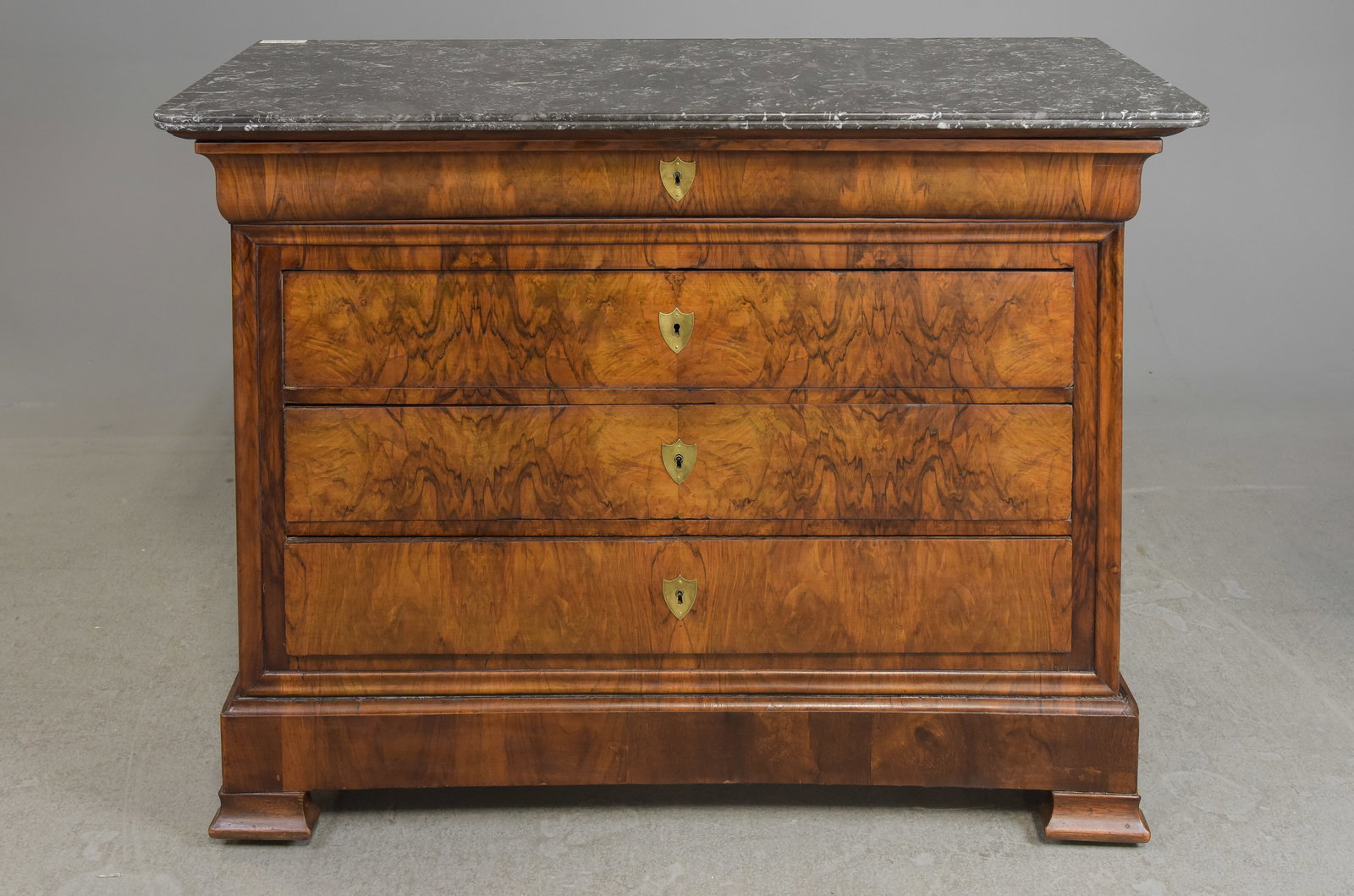 Louis Philippe Style Walnut Grey Marble Top Chest (1 of 9)
