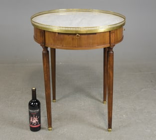 Louis XVI Style White Marble Top Boulette Table #1