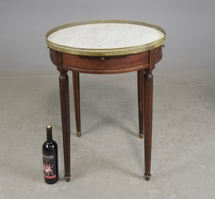 Louis XVI Style White Marble Top Boulette Table #2
