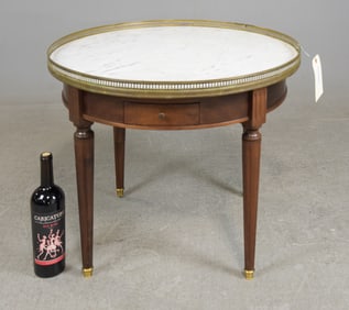Louis XVI Style White Marble Top Low Boulotte Table