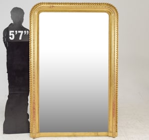 Large Louis Philippe Style Small Gold Framed Mirror