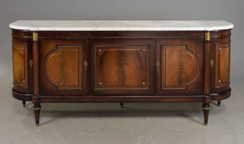 Louis XVI Style Curved White Marble Top Sideboard
