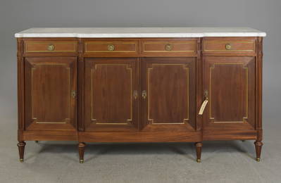 Louis XVI Style White Marble Top Sideboard