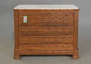 French Faux Bamboo White Marble Top 4 Drawer Chest #2