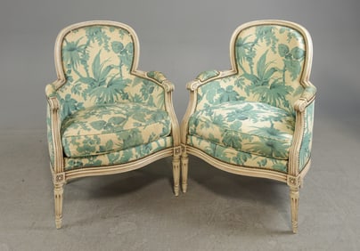Pair Of Louis XVI Style Painted Arm Chairs