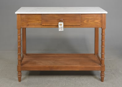 French Faux Bamboo White Marble Top Hall Table